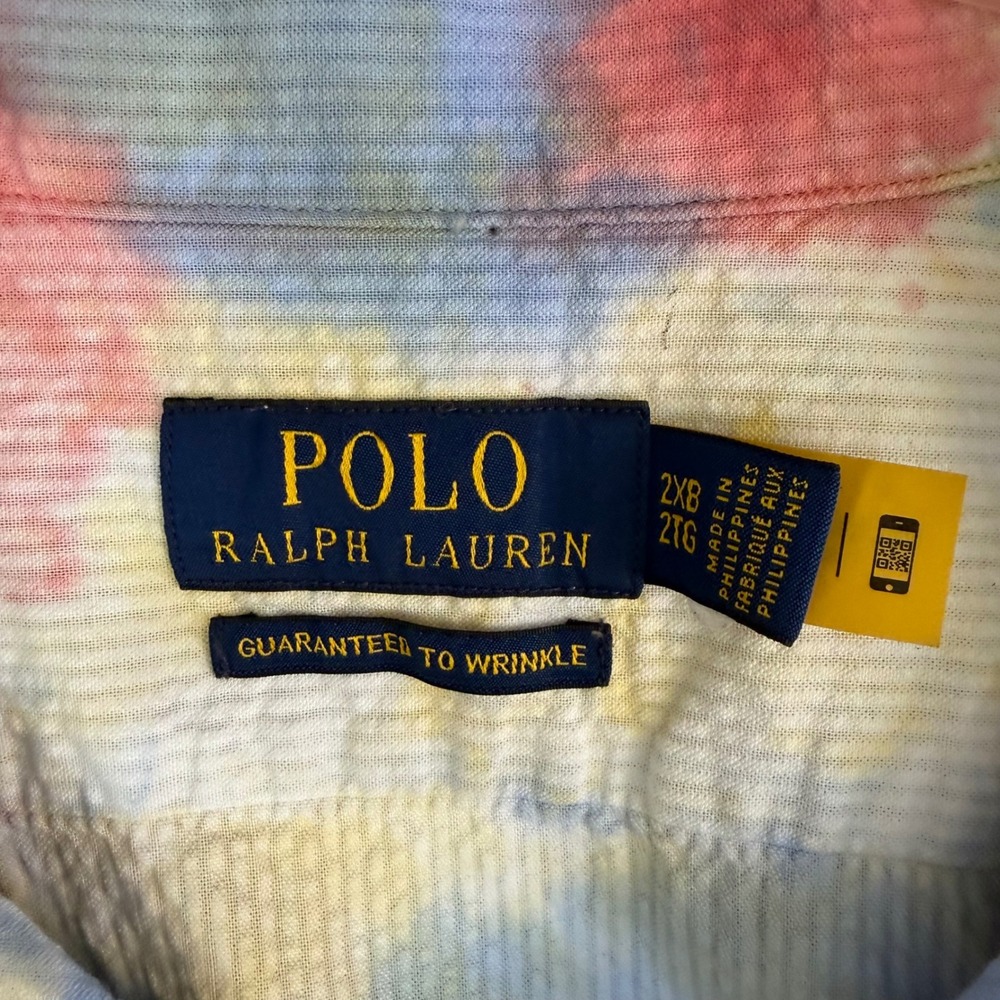 Polo Ralph Lauren Seersucker Camp Shirt Button Up Mens 2XB Multi Tie Dye - Picture 5 of 7